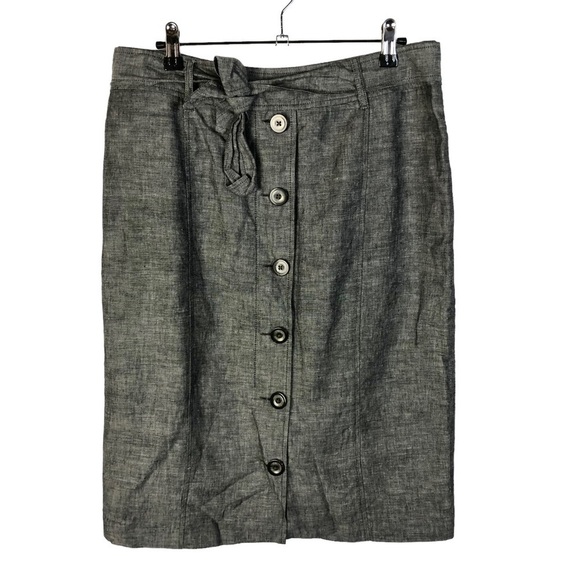 Rafaella Dark Gray Button Front Pencil Skirt 8 - Picture 1 of 4